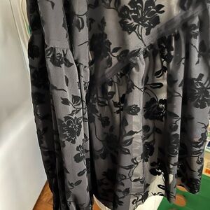 Free People Black Burnout Jacket with front tie closure.